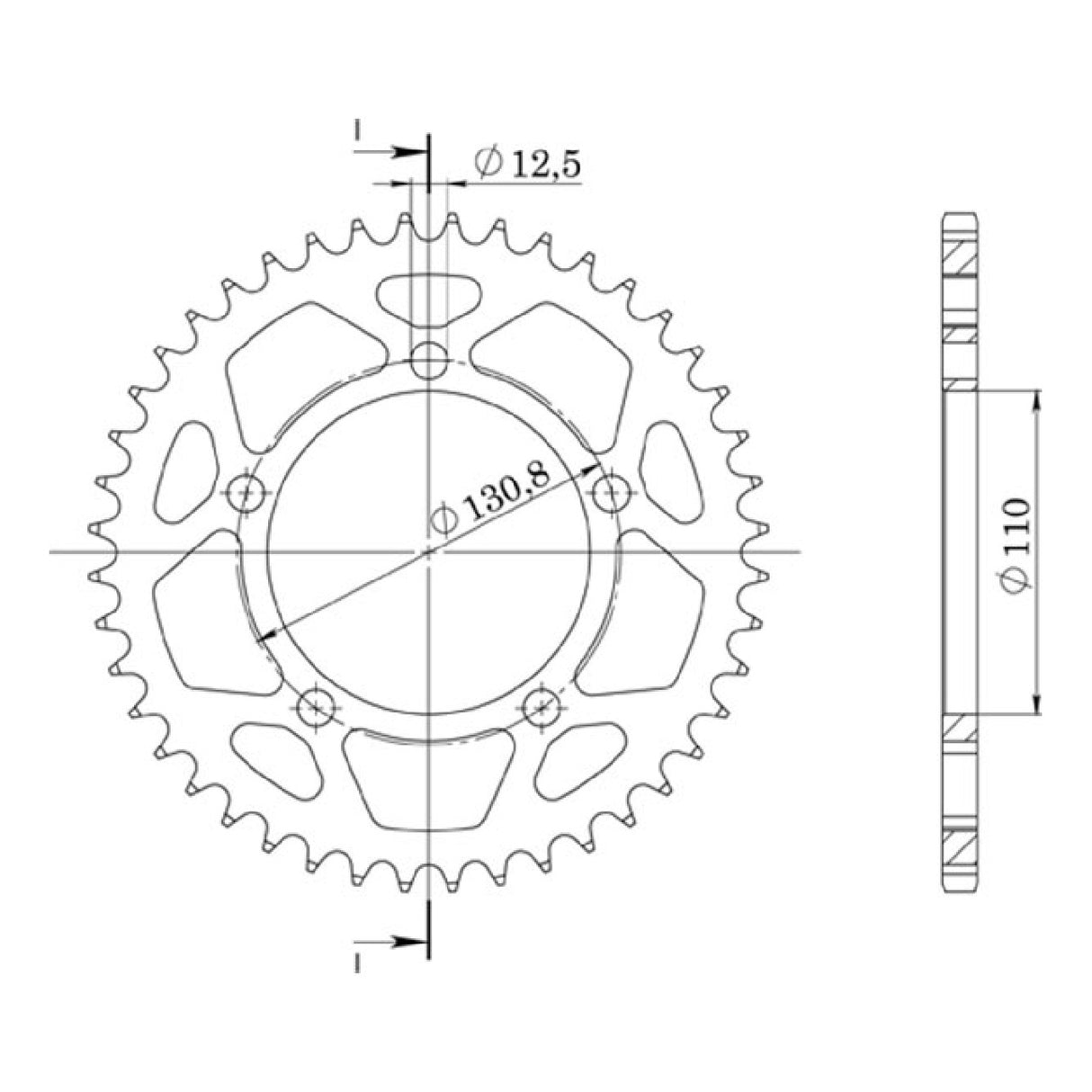 Aluminiumkrone, 47 Zähne, Teilung 525, BMW SR (K47), 1000 cm³, Baujahr 2014/19