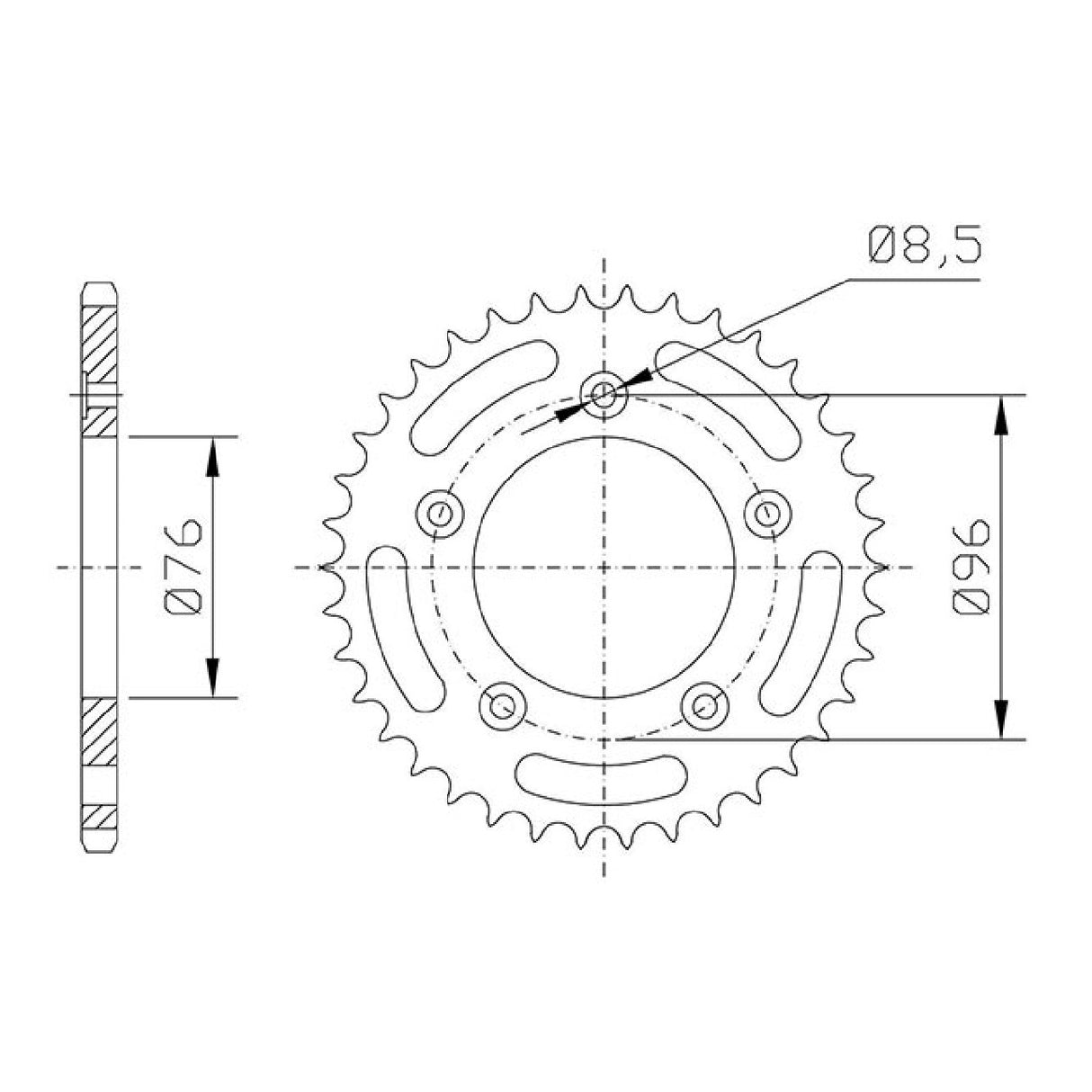 Corona de acero 43 dientes paso 520 CAGIVA N1 125 CC 96/97