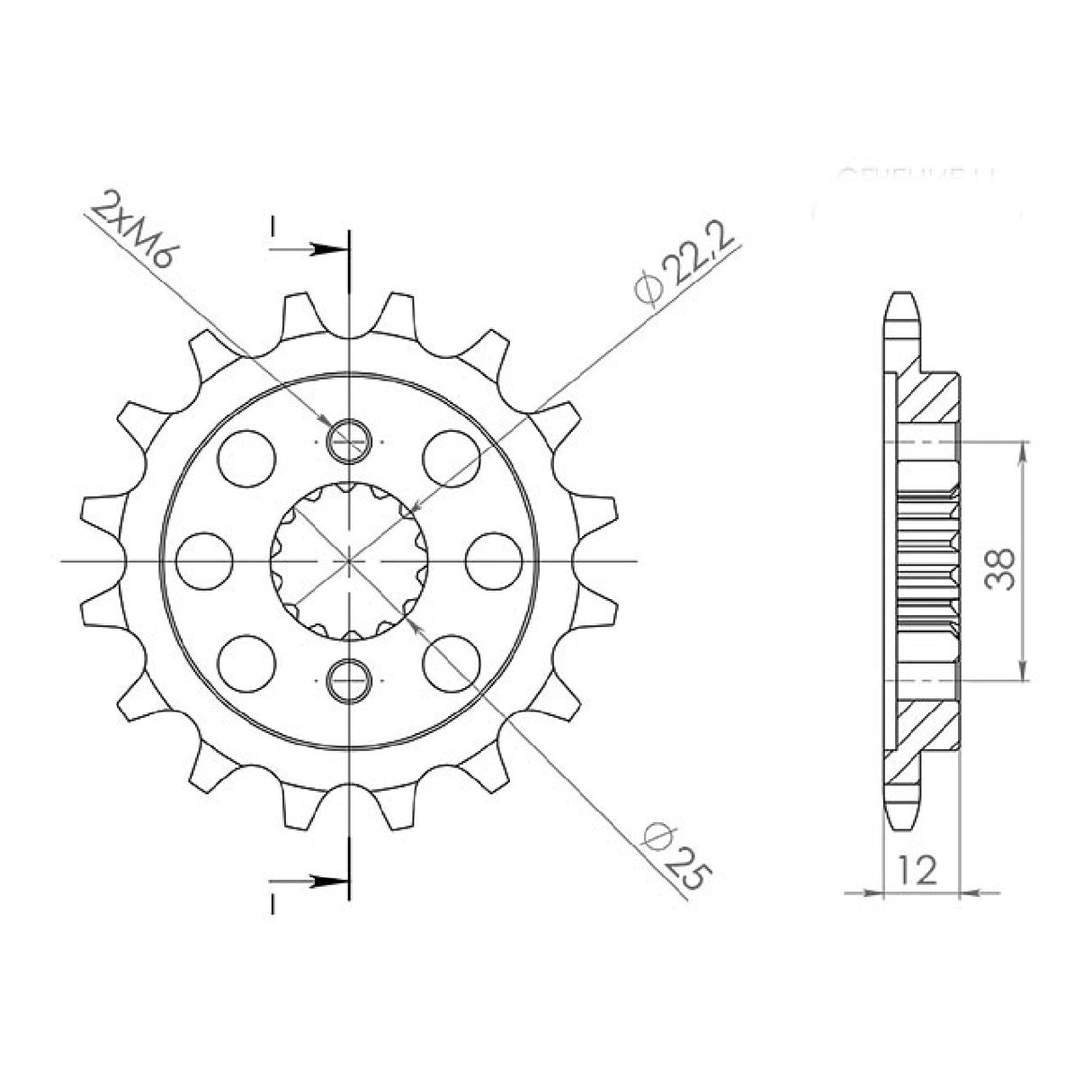 Stahlkettenrad, 15 Zähne, Teilung 520, DUCATI Paso 750 cm³, 88