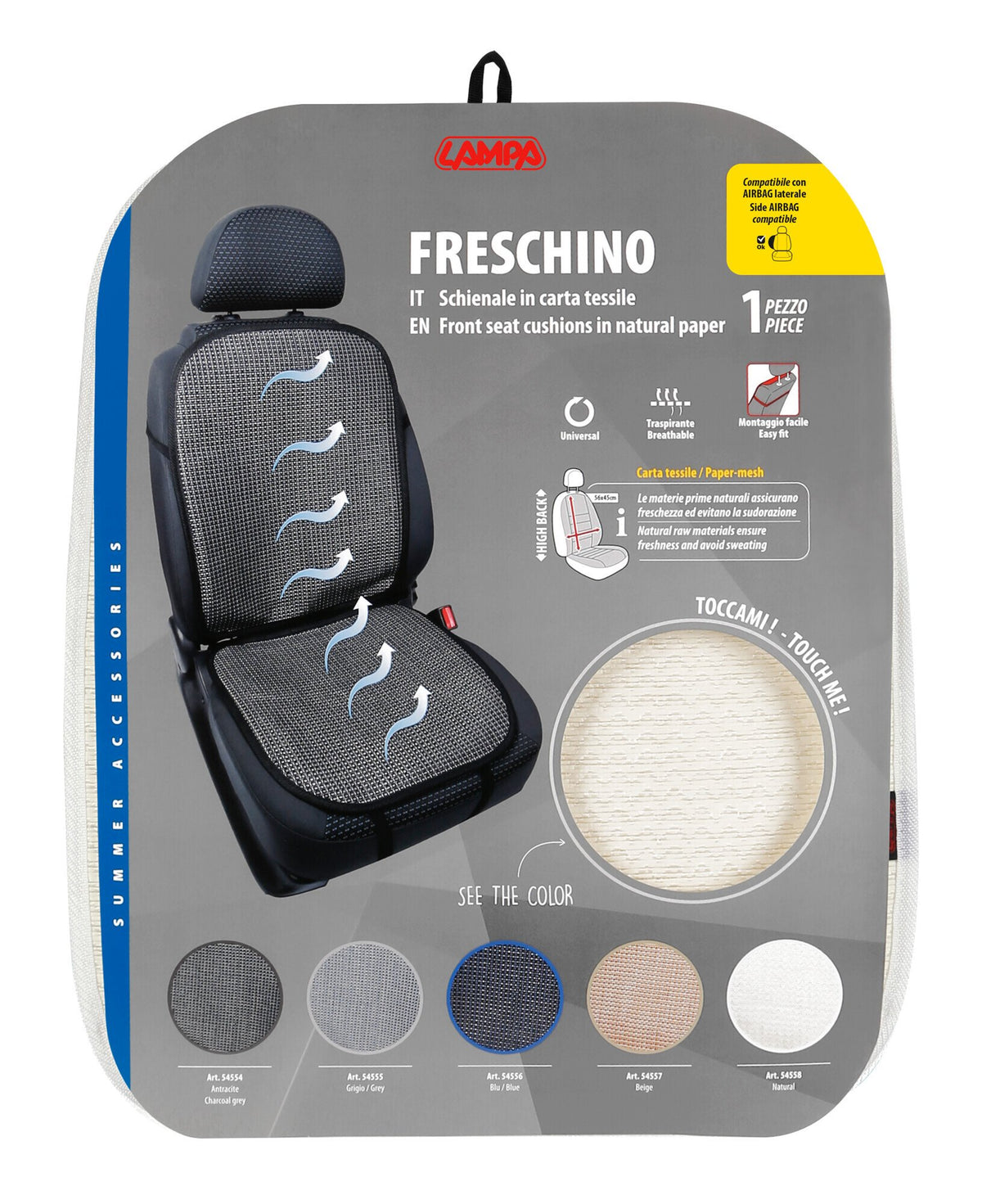 Lampa Freschino, schienale in carta tessile - Naturale 54558