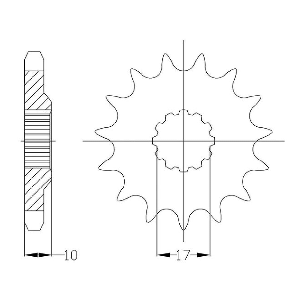 Stahlkettenrad, 13 Zähne, Teilung 520, HUSQVARNA CR 125 CC 00