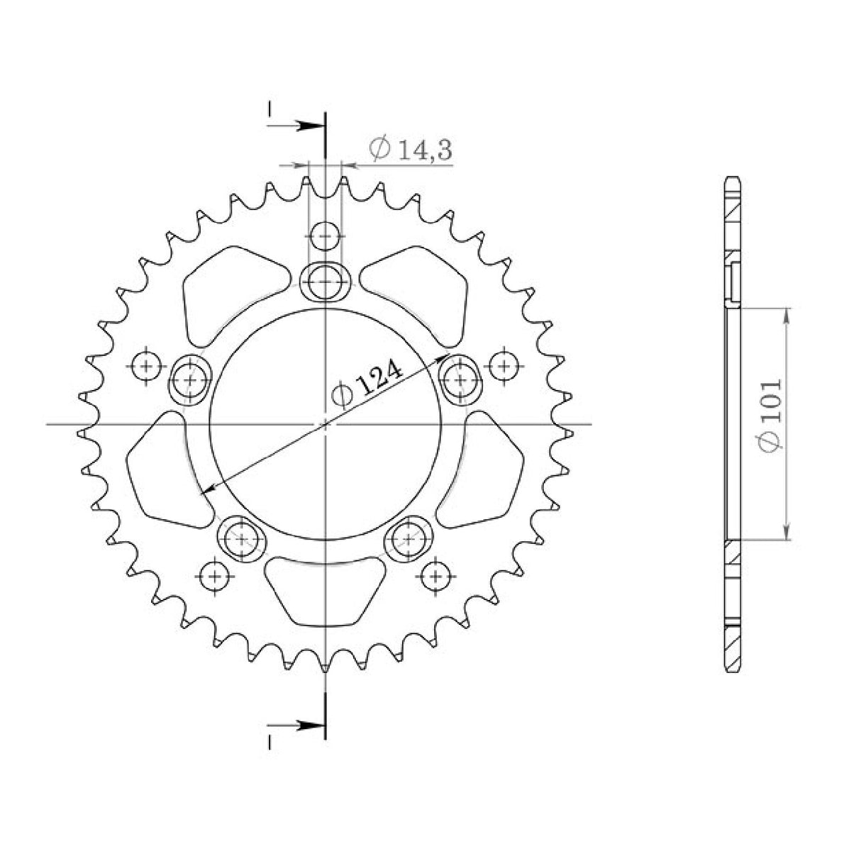 Aluminiumkrone, 38 Zähne, Teilung 525, KTM Duke 950 cm³, Baujahr 2004