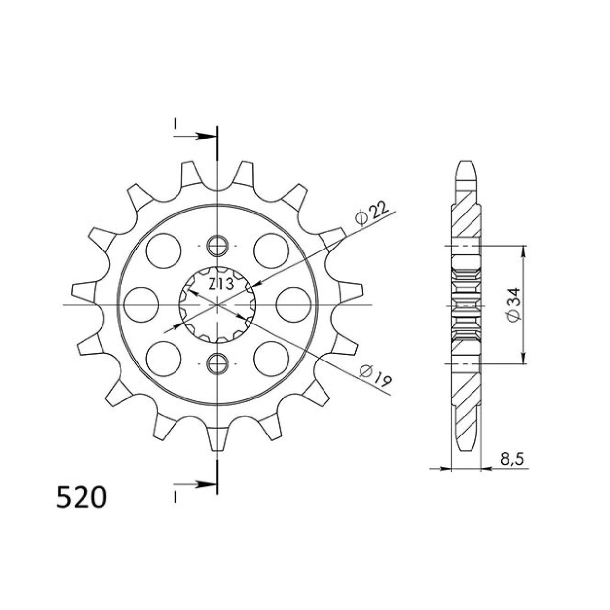 Piñón de acero paso 15 dientes 520 HUSQVARNA 401 Svartpilen 390 CC 18/19