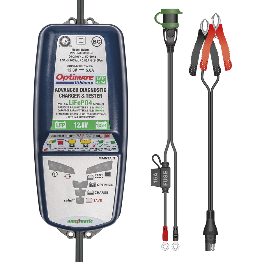 Cargador de baterÃa de litio 4S de 6 amperios OPTIMATE para motocicleta y scooter Tecmate TM-390