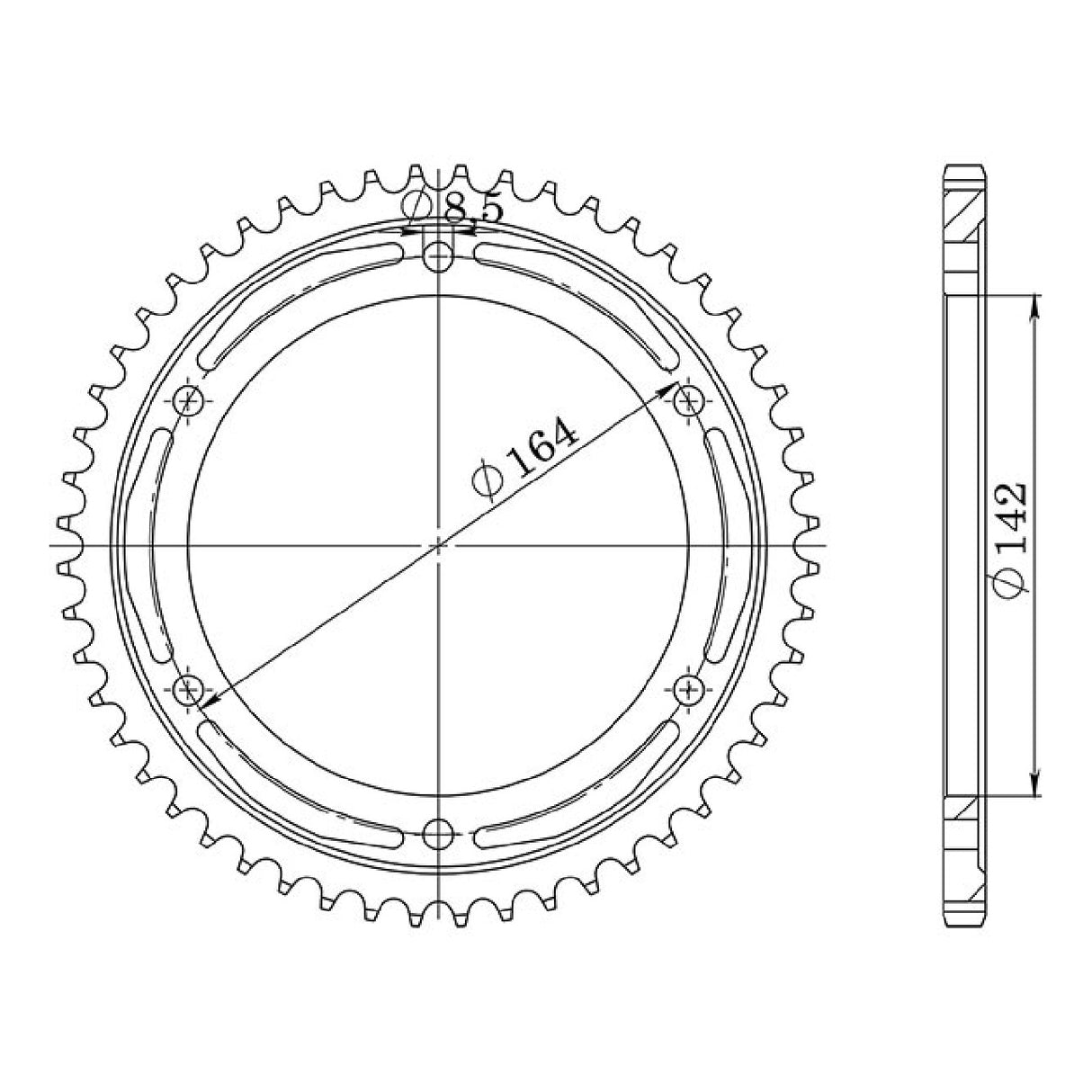 Steel crown 52 teeth pitch 428 HYOSUNG GT Comet 125 CC 03/>