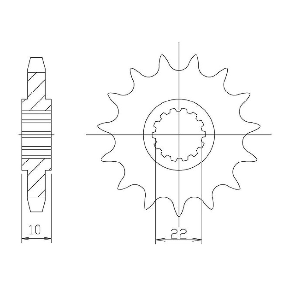 Stahlritzel, 13 Zähne, Teilung 520 TM EN Enduro 2T 250 cm³ 05