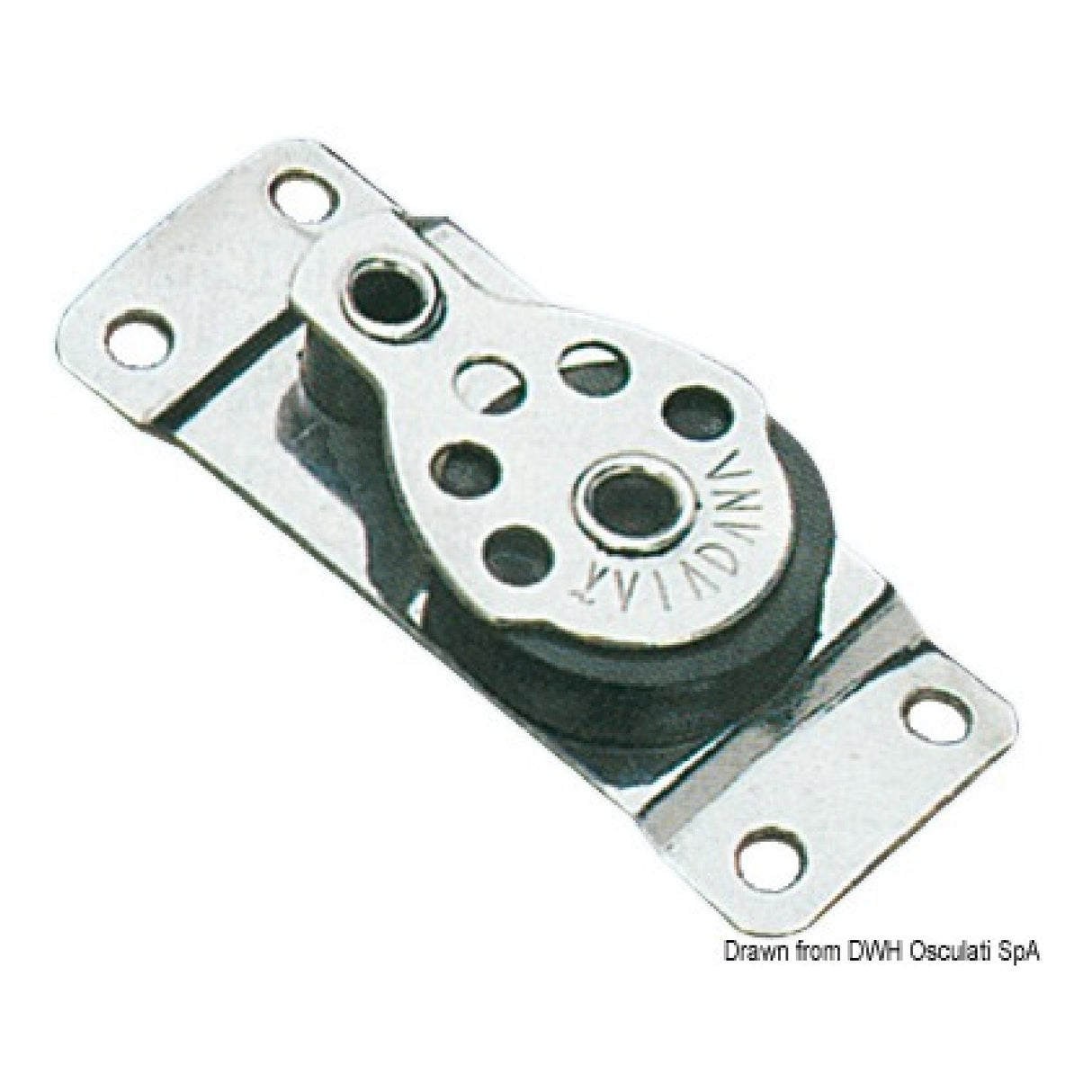 Viadana Edelstahlblock mit 1 Flachriemenscheibe 25x6