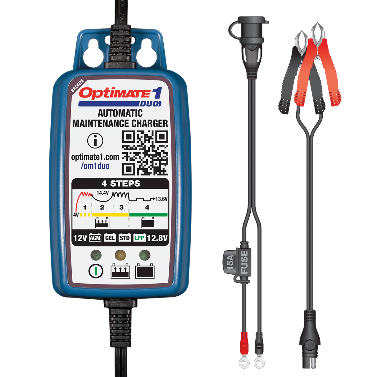 Cargador de baterÃa para motocicleta y scooter OPTIMATE 1 Duo Tecmate