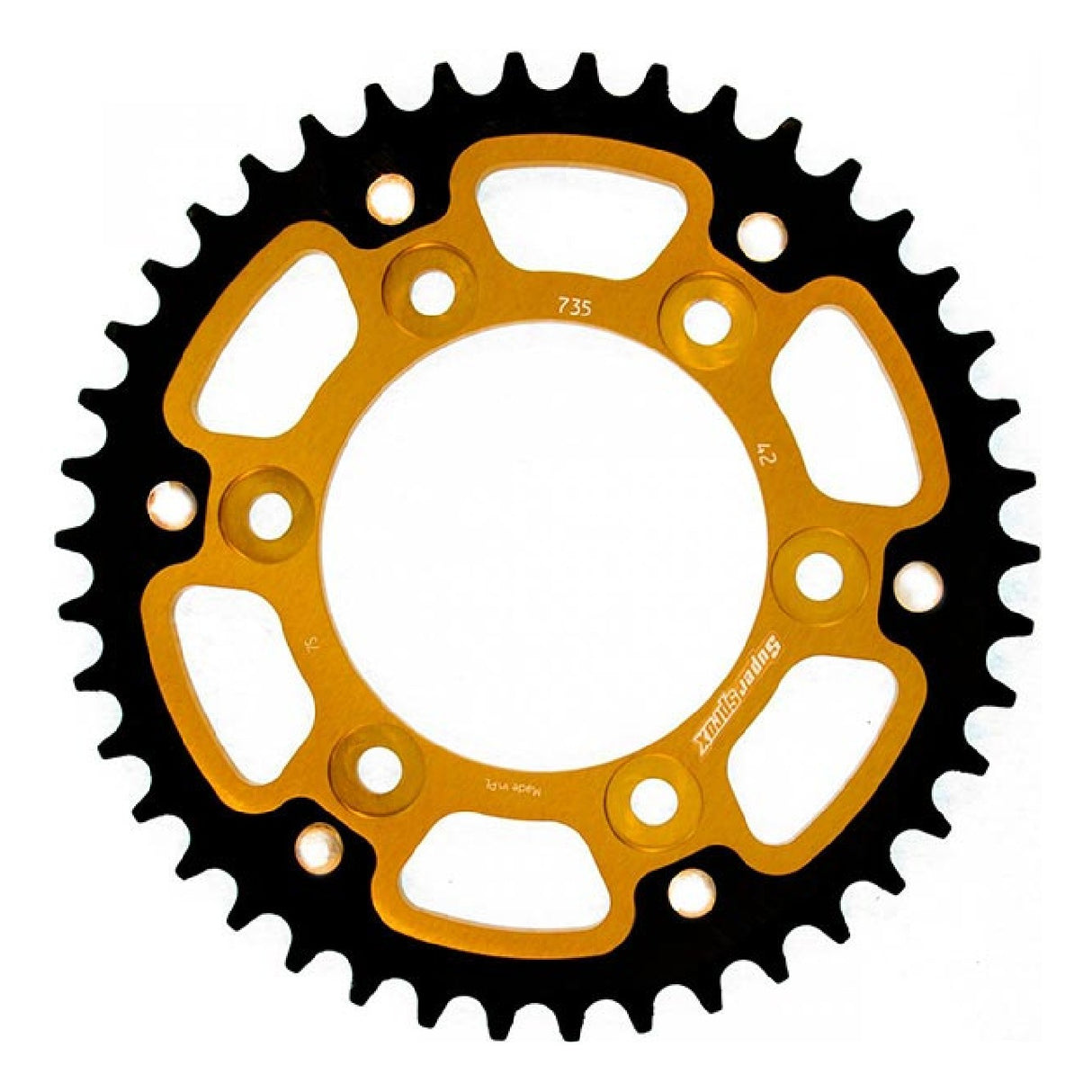 Corona de aluminio Supersprox STEALTH RST ORO 520 42 DUCATI Monster Dark 620 02/03
