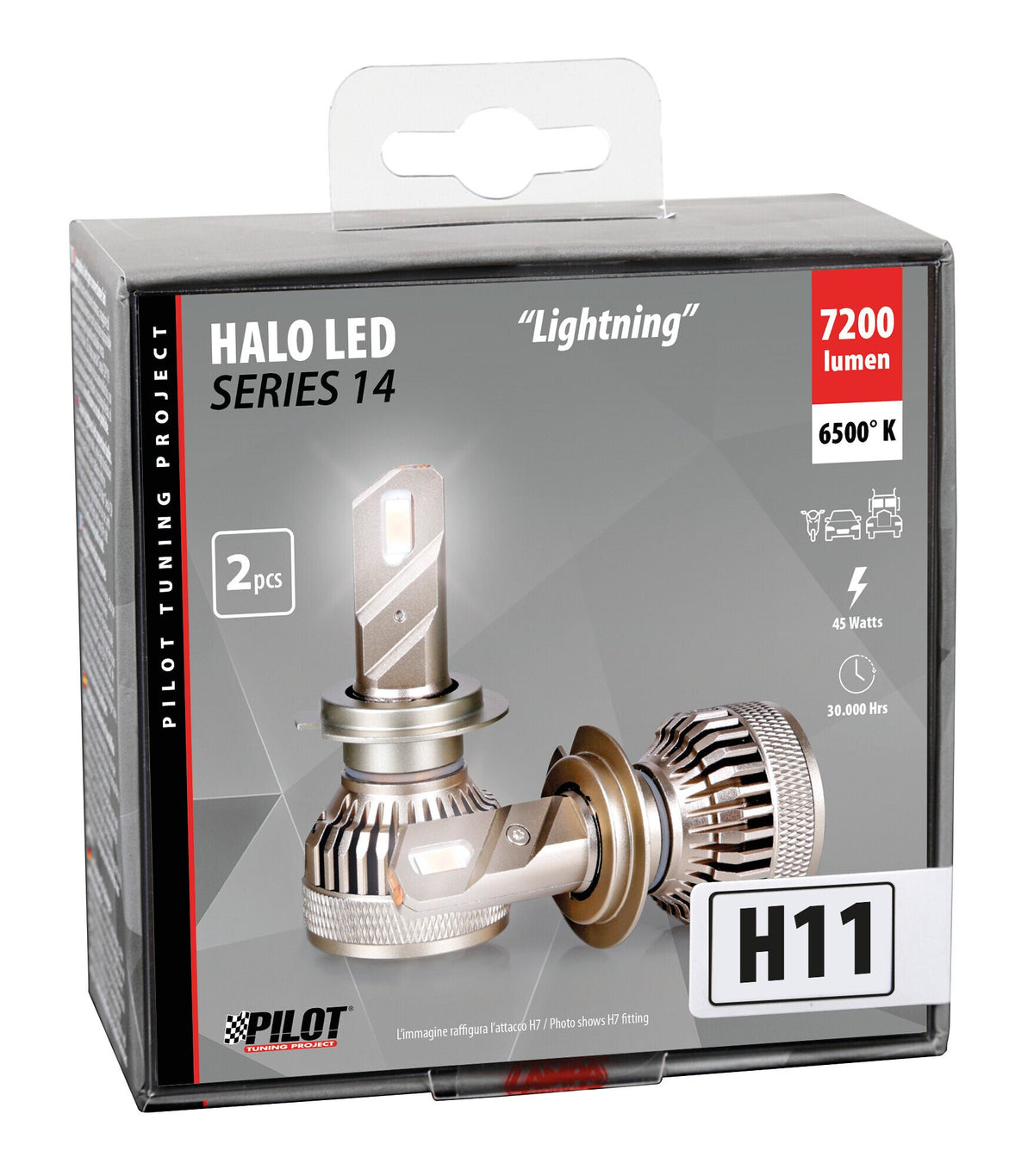 Pilot 9-32V Halo Led Serie 14 Lightning - (H11) - 45W - PGJ19-2 - 2 pz - Scatola