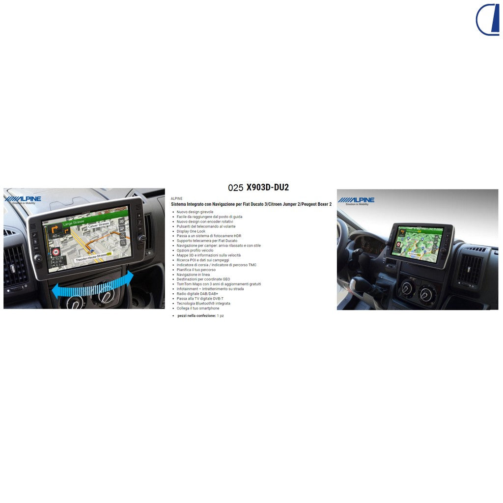 Sistema multimediale GIREVOLE con Navigazione per Fiat Ducato da 9'' Android/Apple