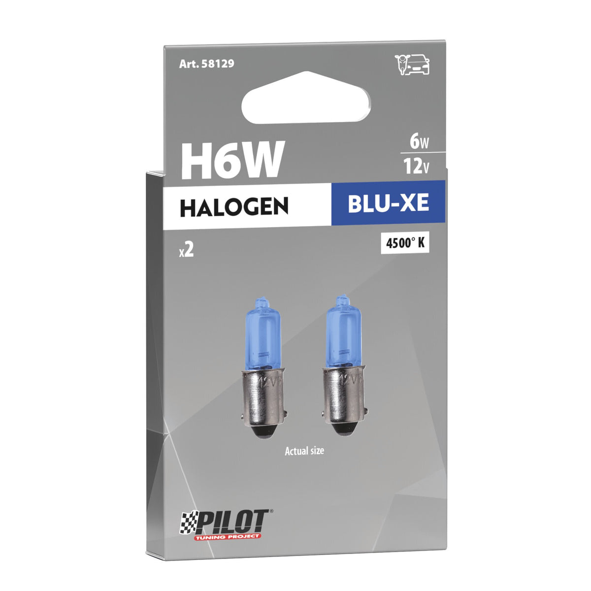 Pilot 12V Lampada alogena micro Blu-Xe - (H6W) - 6W - BAX9s - 2 pz - D/Blister