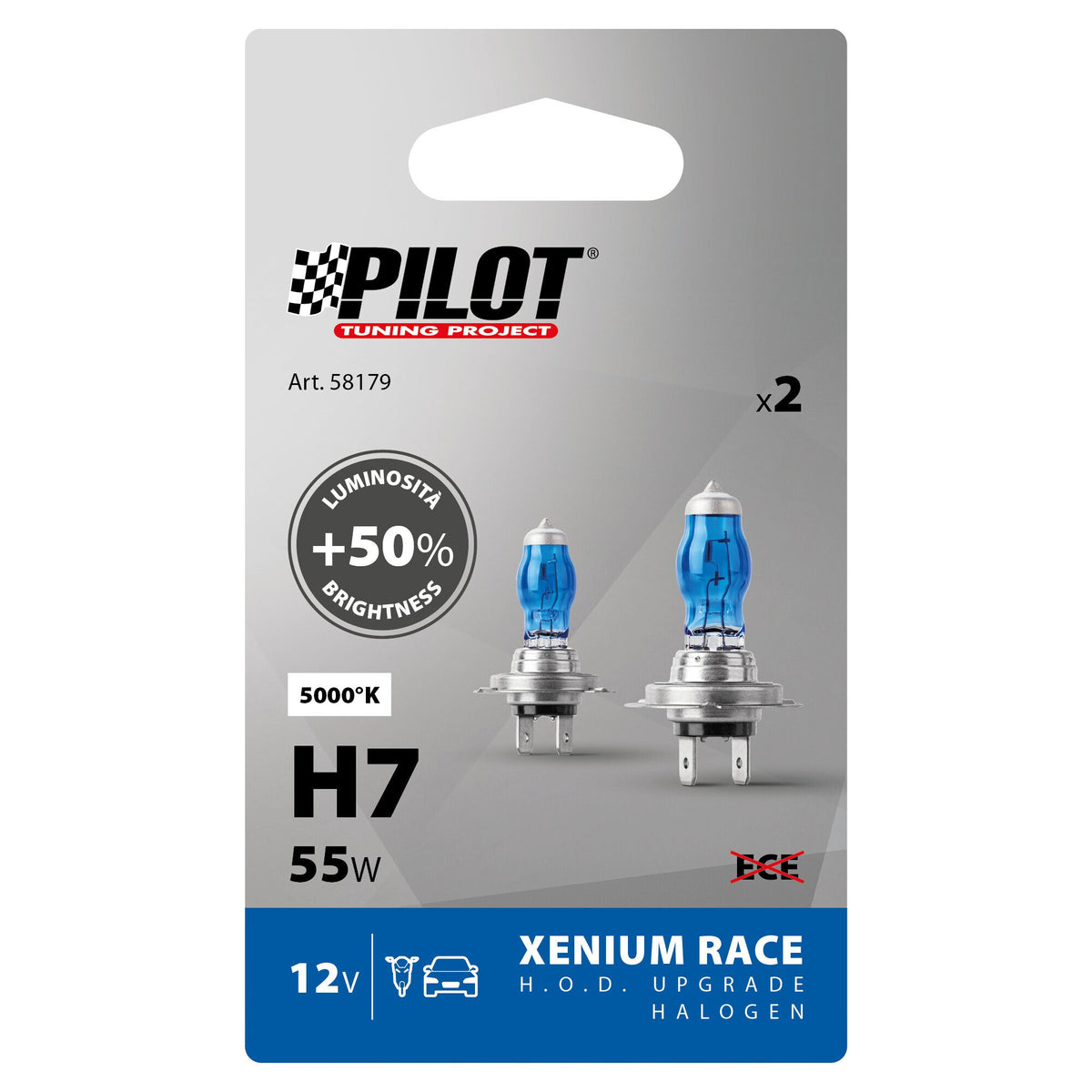 Pilot 12V Lampada alogena Xenium Race - H7 - 55W - PX26d - 2 pz - Scatola Plast.