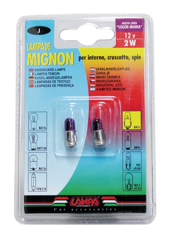 Lampa 12V Lampada mignon - (J) - 2W - BA7s - 2 pz - D/Blister - Viola 58331