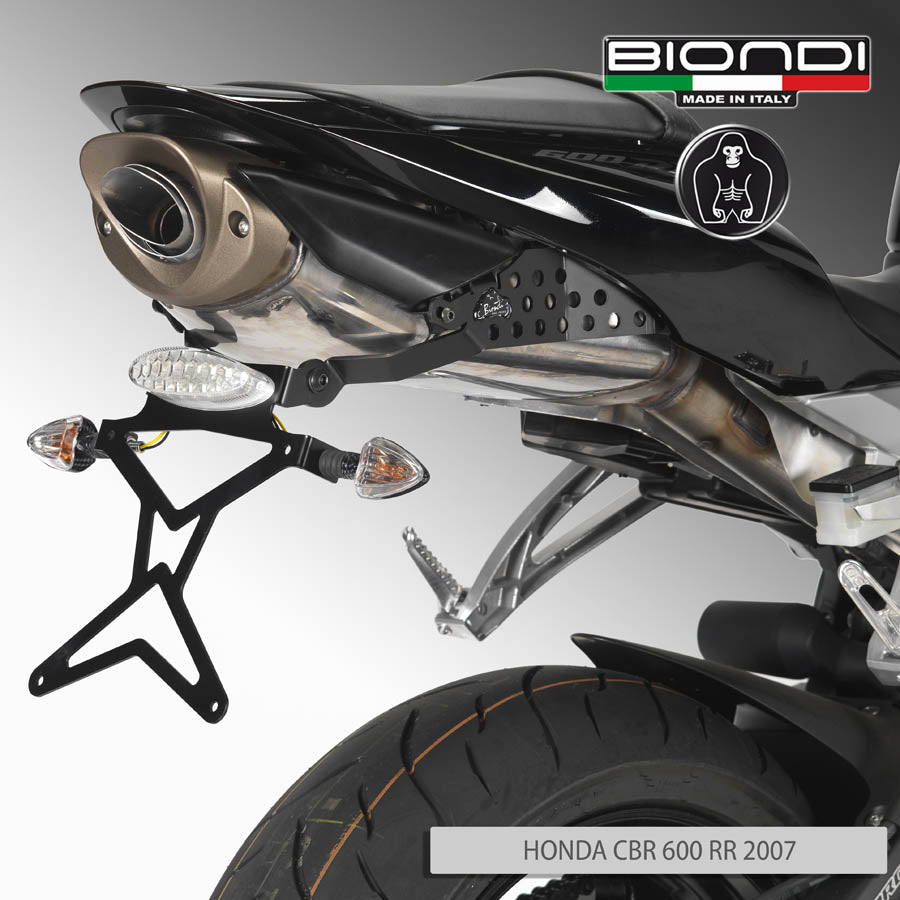 Biondi Portatarga Regolabile Acciaio Nero Honda CBR 600 RR 2007-2012 - Kit Completo