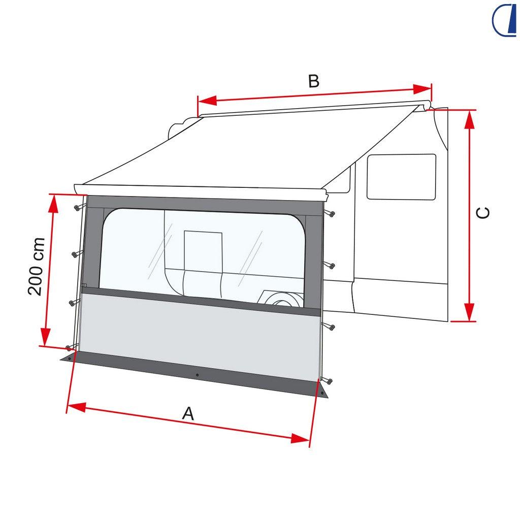 Fiamma Blocker Pro 400 Parete Frontale per Tendalino 200 cm