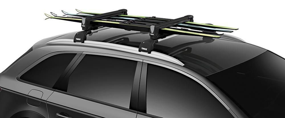 Portaesquís de techo Thule SnowPack para 4 pares, color negro