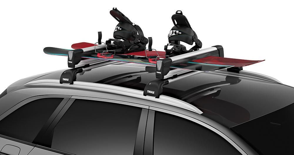 Portaesquís de techo Thule SnowPack Extender para 5 pares, color plateado