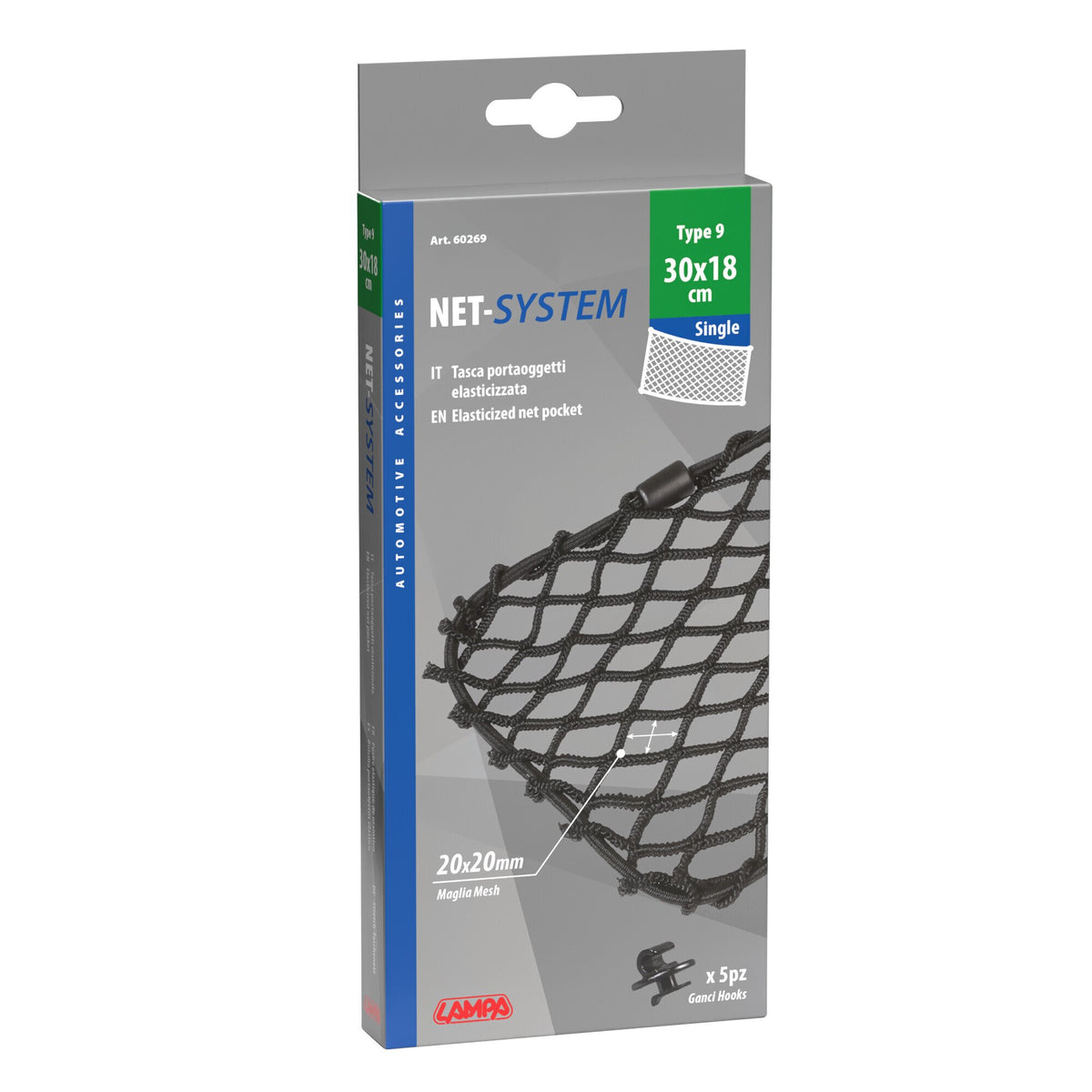 Lampa Net-System-9, tasca a rete elasticizzata - 30x18 cm 60269