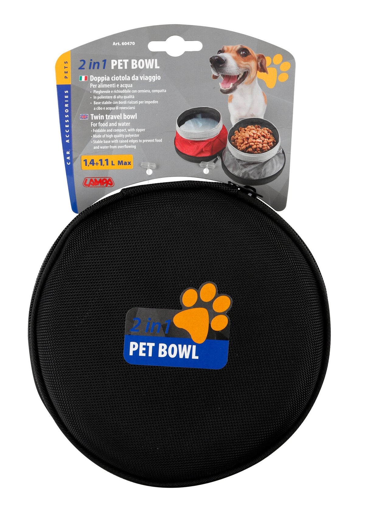 Lampa Pet Bowl, doppia ciotola da viaggio per animali - 1100+1400 ml 60470