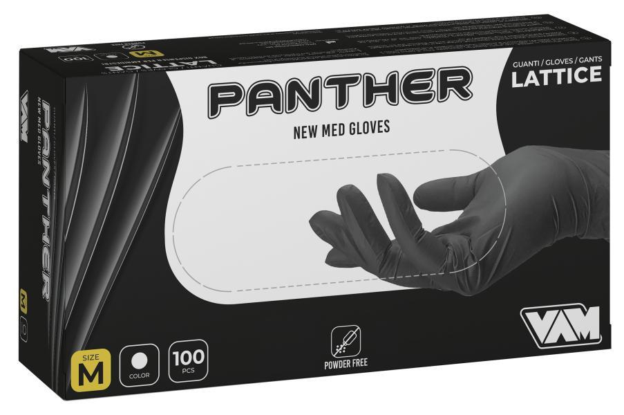 VAM Panther Guanti Monouso in Lattice Nero - Box da 100 pz Taglia M