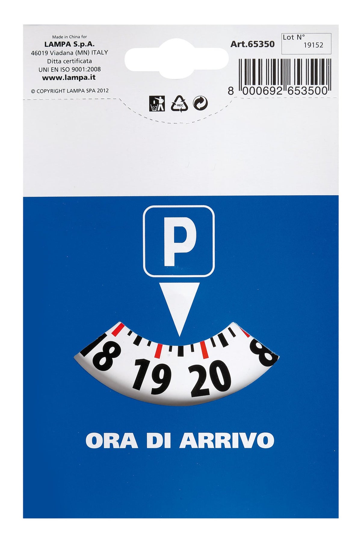 Lampa Disco orario europeo in cartoncino - 110x150 mm 65350