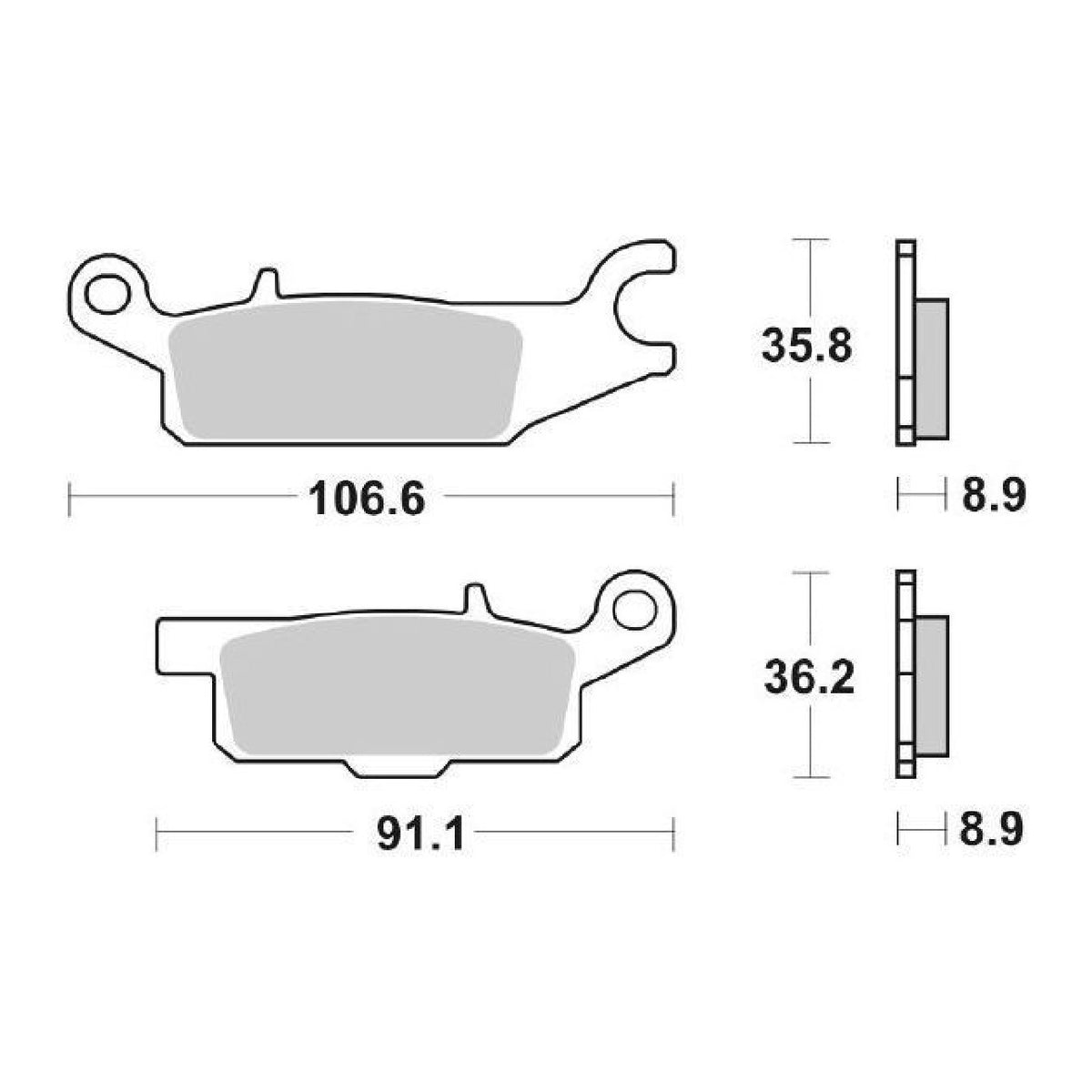 SBS 852SI Bremsbeläge für YAMAHA YFM Grizzly / SE 550 cm³ 09/12