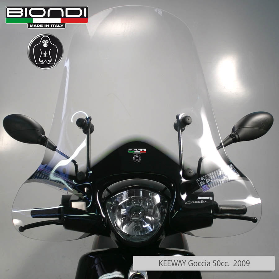 Biondi Club Parabrezza Scooter Trasparente con Serigrafia Nera - Solo Schermo