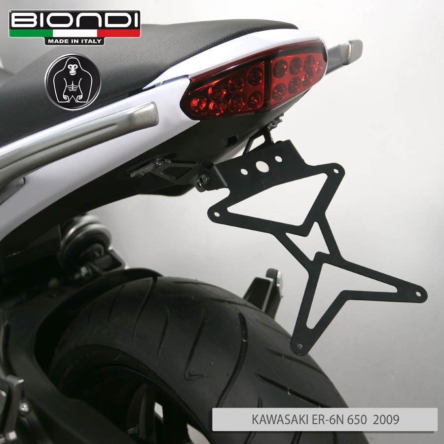 Biondi Portatarga Moto Regolabile Acciaio Nero Kawasaki ER-6n 650 2009