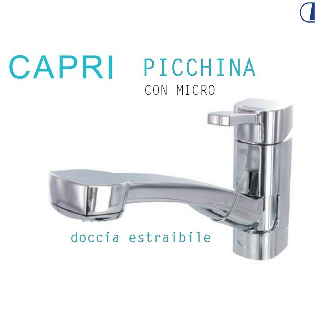 Di-Tec Miscelatore monocomando Capri Picchina con soffione estraibile e interruttore