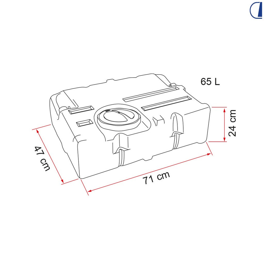 Tanica serbatoio acque 65 L blu per camper con raccorderie incluse