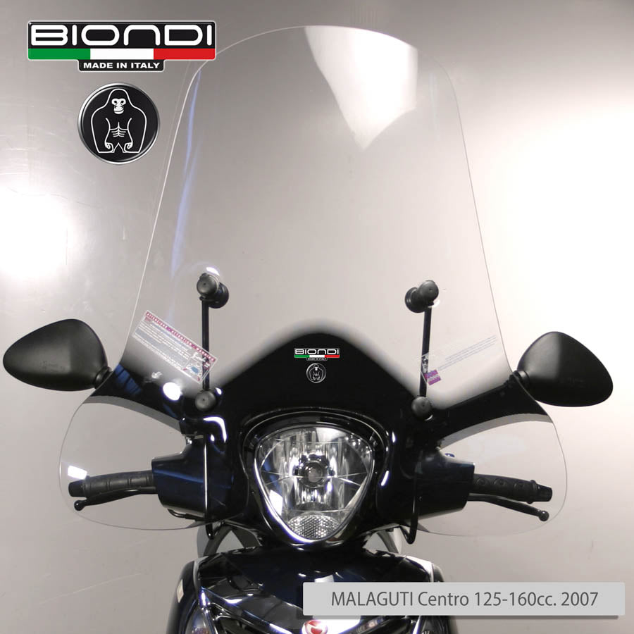 Biondi Club Parabrezza Scooter Trasparente con Serigrafia Nera - Solo Schermo