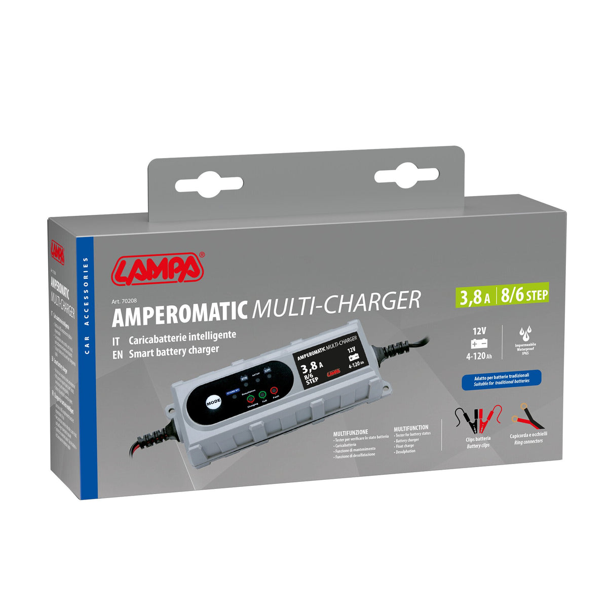 Lampa Amperomatic Multi-Charger, caricabatteria intelligente, 12V - 4,2A 70208