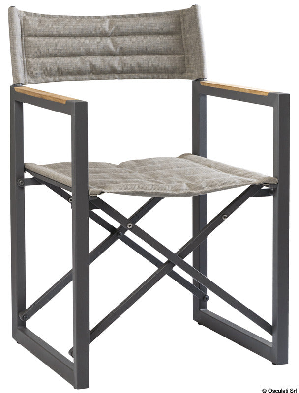 Silla plegable ARC The Square de aluminio y teca gris