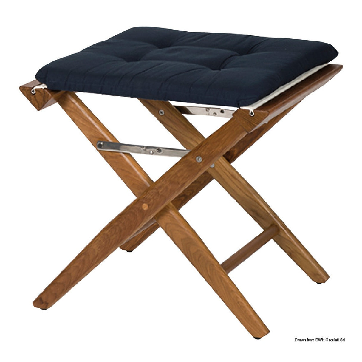ARC-Hocker mit gepolstertem, blauem Canvas