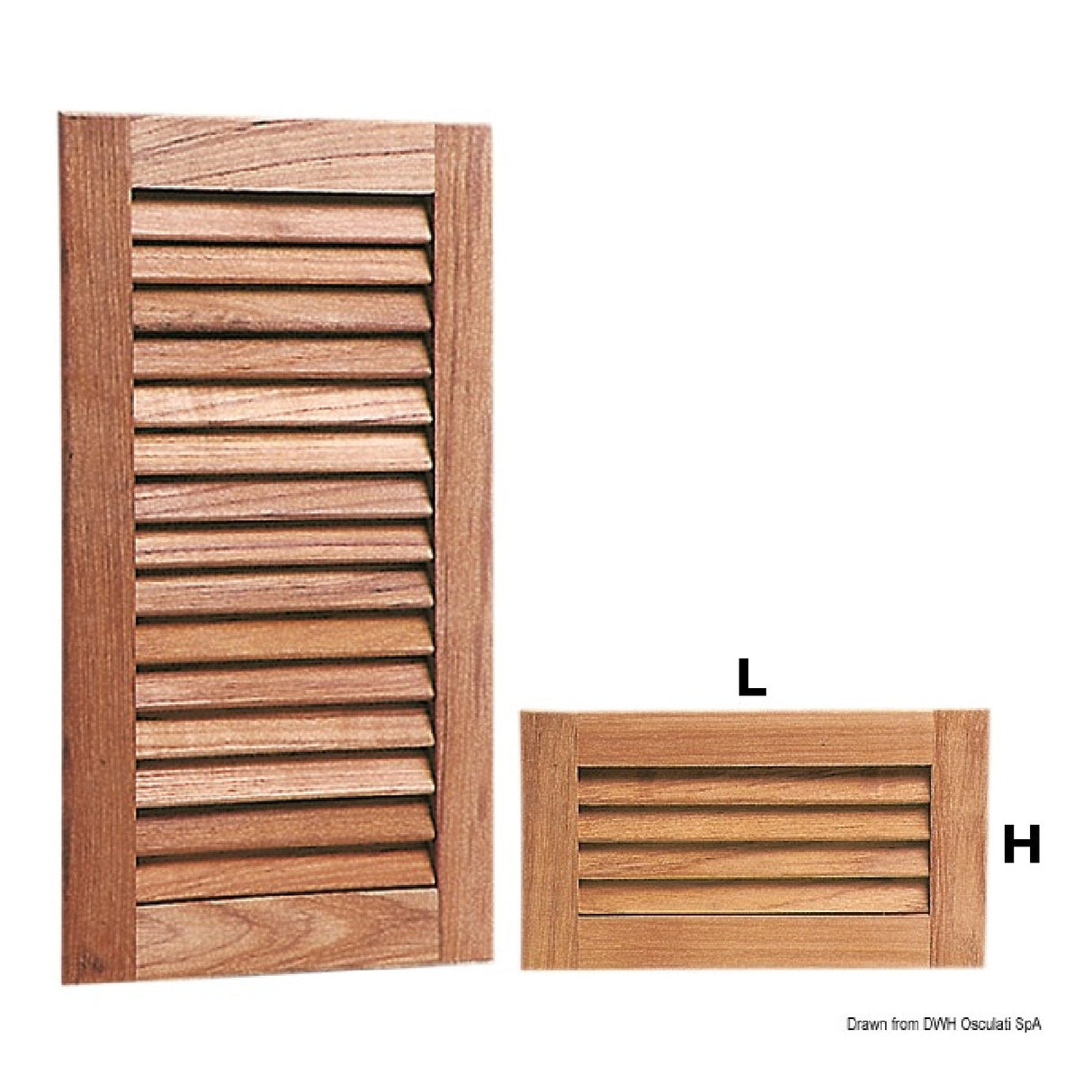 ARC Griglie di areazione a persianetta in teak spessore 18 mm