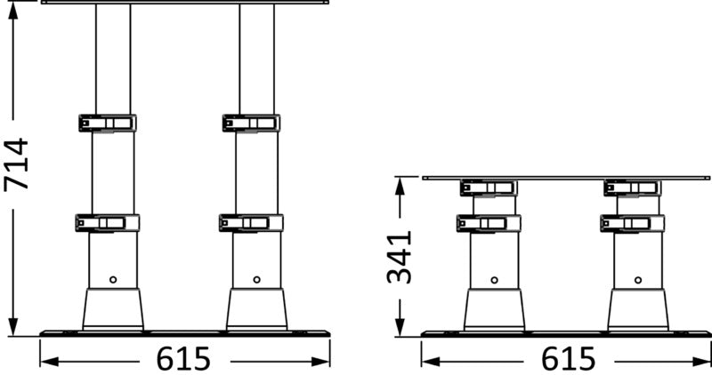 Osculati Gamba tavolo barca doppia GIANT TWINS base 615 x 300 mm 48.721.08 - AmerigoStore