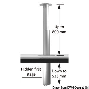 Noval 2-stufiges, ausziehbares Tischbein 12V mit 90°-Platte