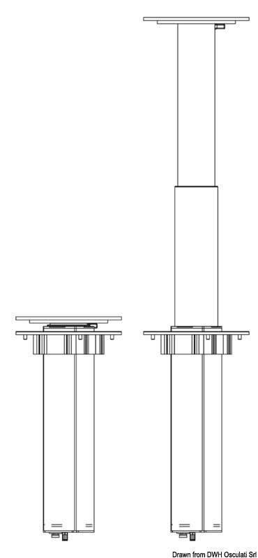 Noval 2-stufiges, ausziehbares Tischbein 12V mit 90°-Platte