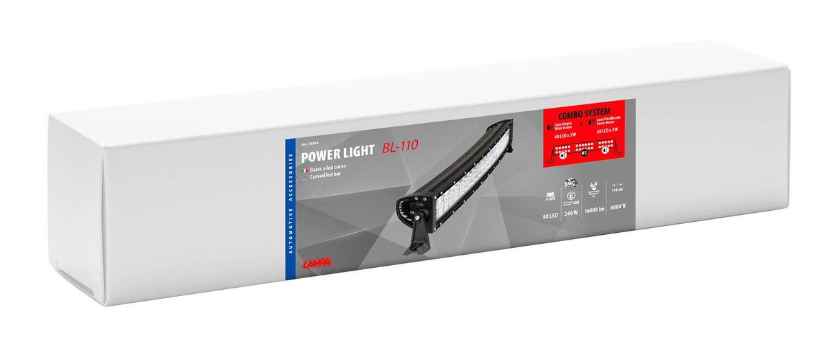 Lampa Barra a Led con struttura curva in alluminio, 10/30V - 110 cm 72336