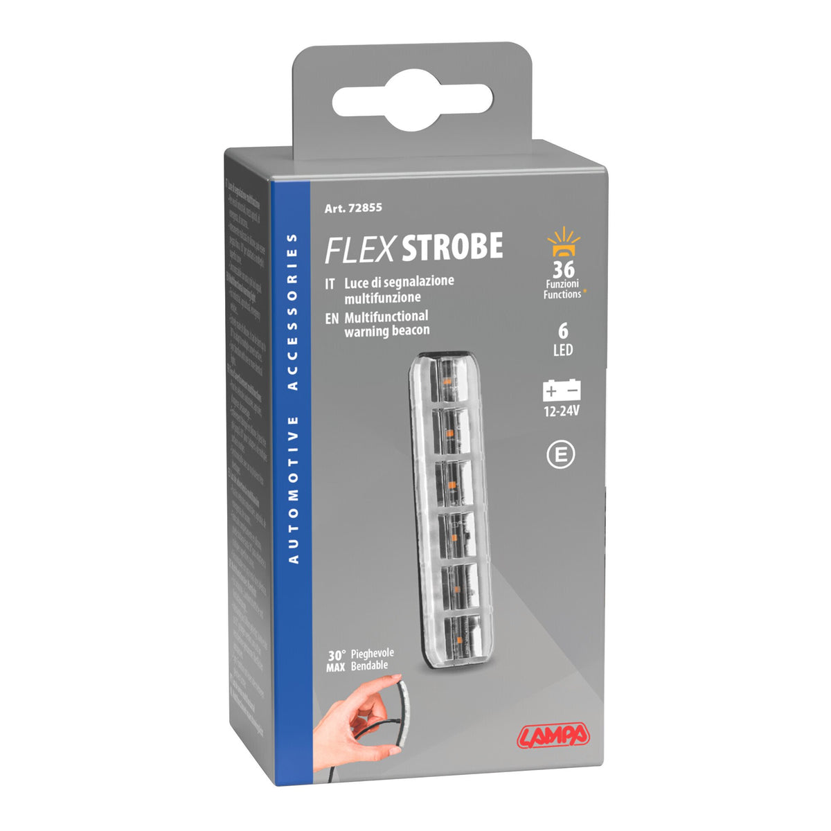Lampa Luce di segnalazione multifunzione flessibile a 6 Led, 12/24V - Arancio 72855