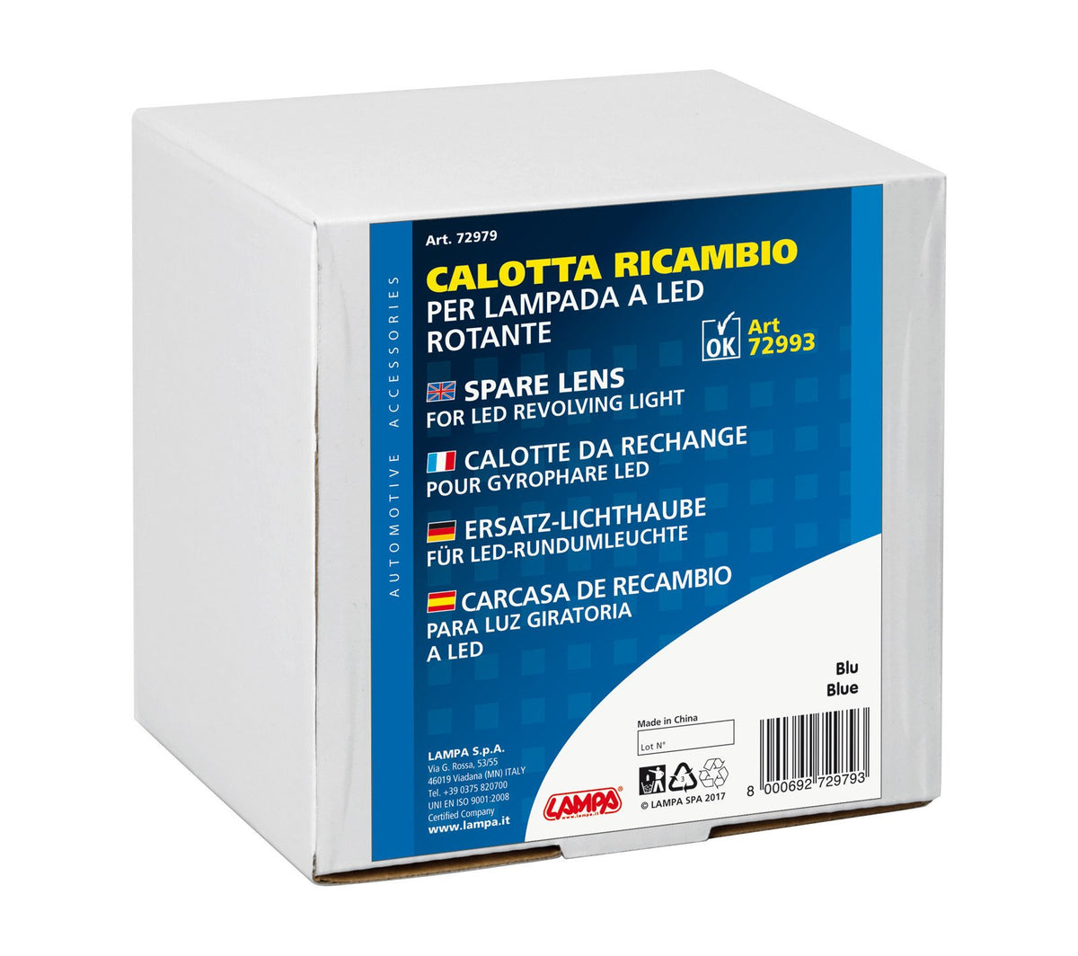 Lampa Calotta ricambio per luce di segnalazione art. 72993 - Blu 72979
