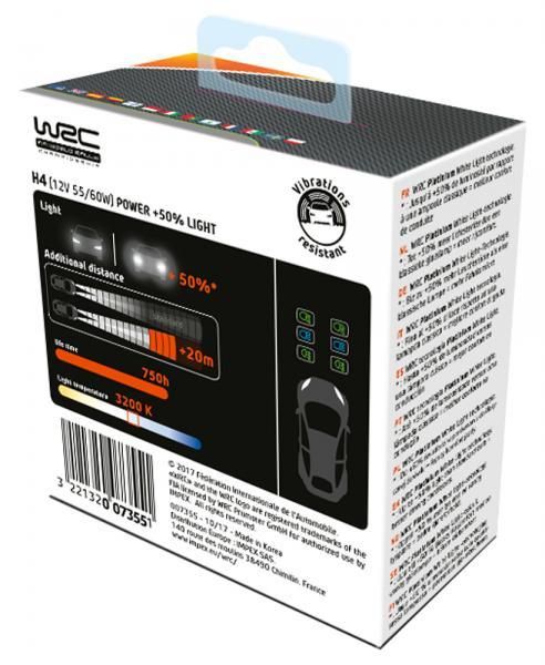 Wrc Coppia lampadine +50% LIGHT H4 55/60W