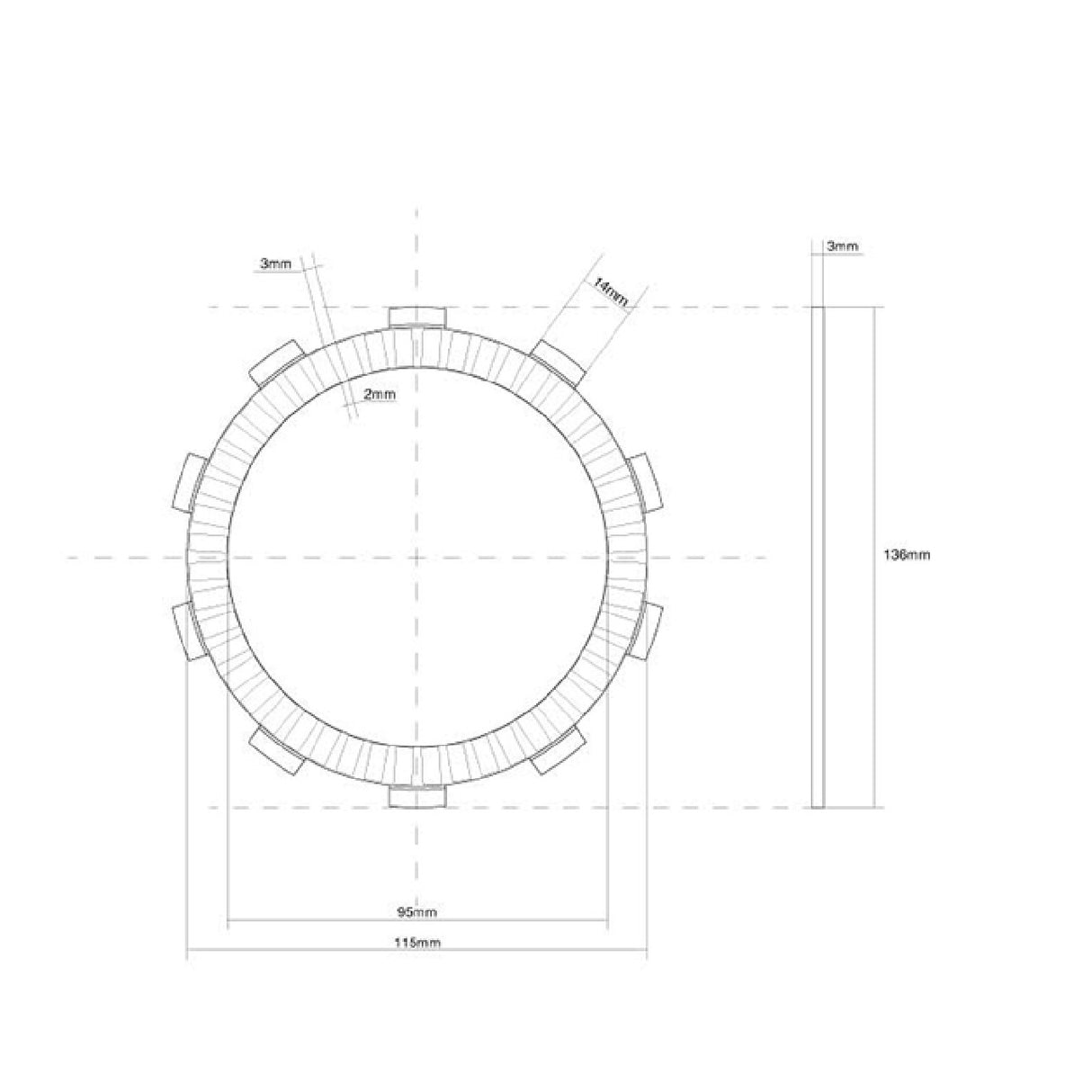 Disco de embrague simple FCC YAMAHA YZ 60 CC 81/83