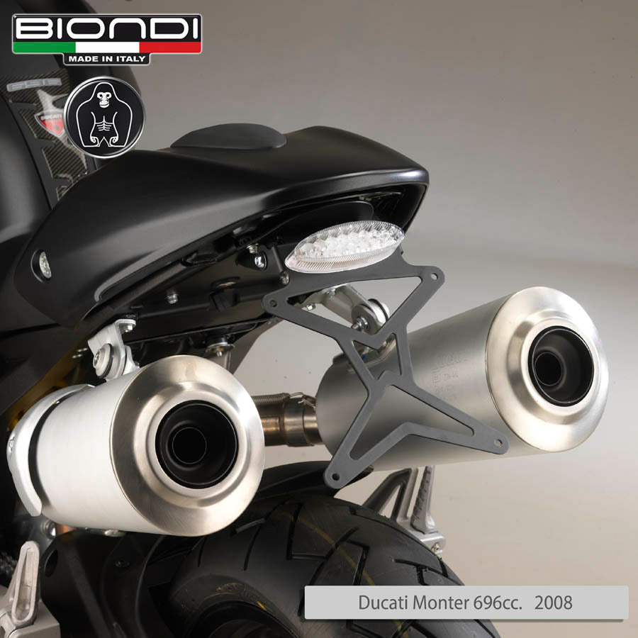 Biondi Portatarga Moto Regolabile Acciaio Nero Ducati Monster 696 - Kit Completo
