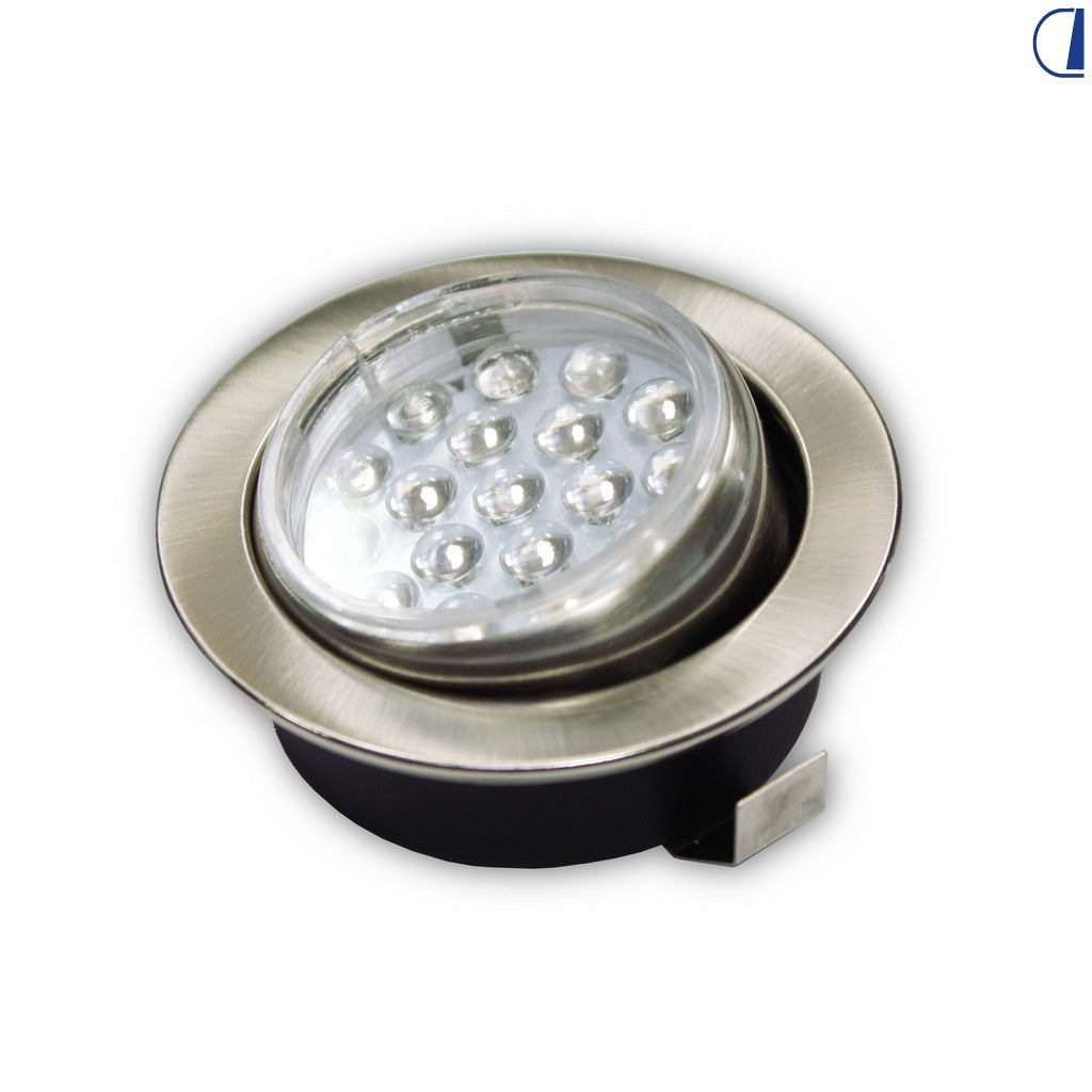 Spot LED da incasso basculante nickel satinato 1,2W 18 LED Ø 68 mm
