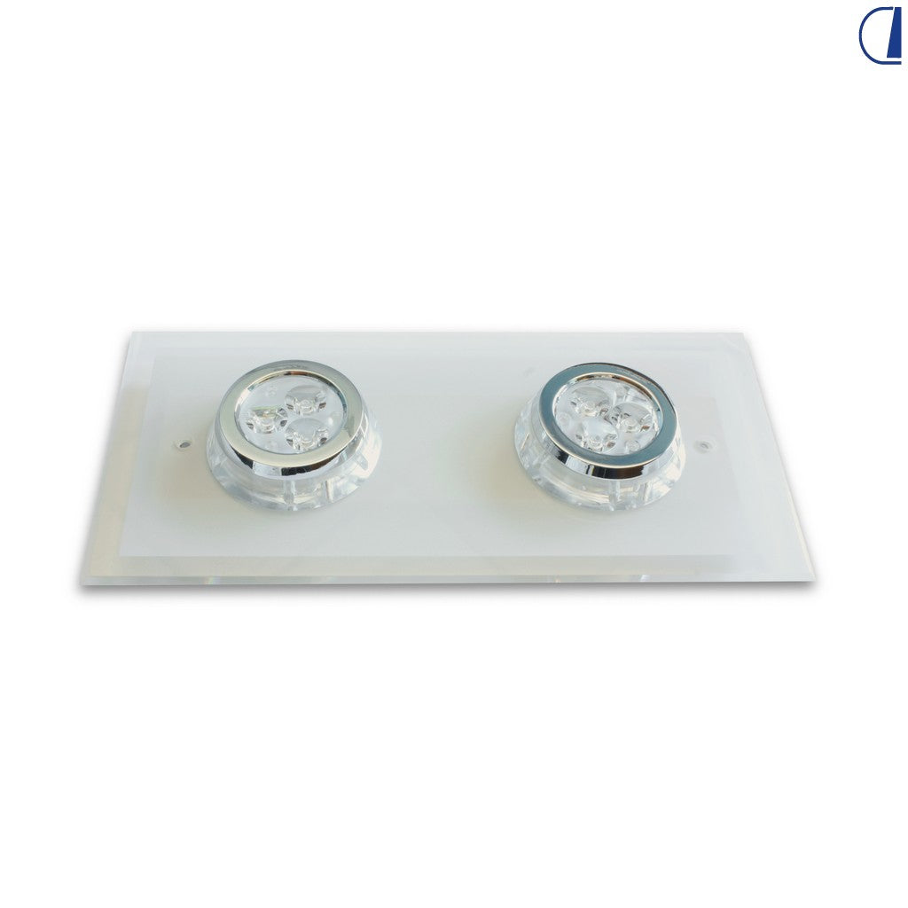 Plafoniera LED rettangolare 2 luci con luce notturna bianca per camper
