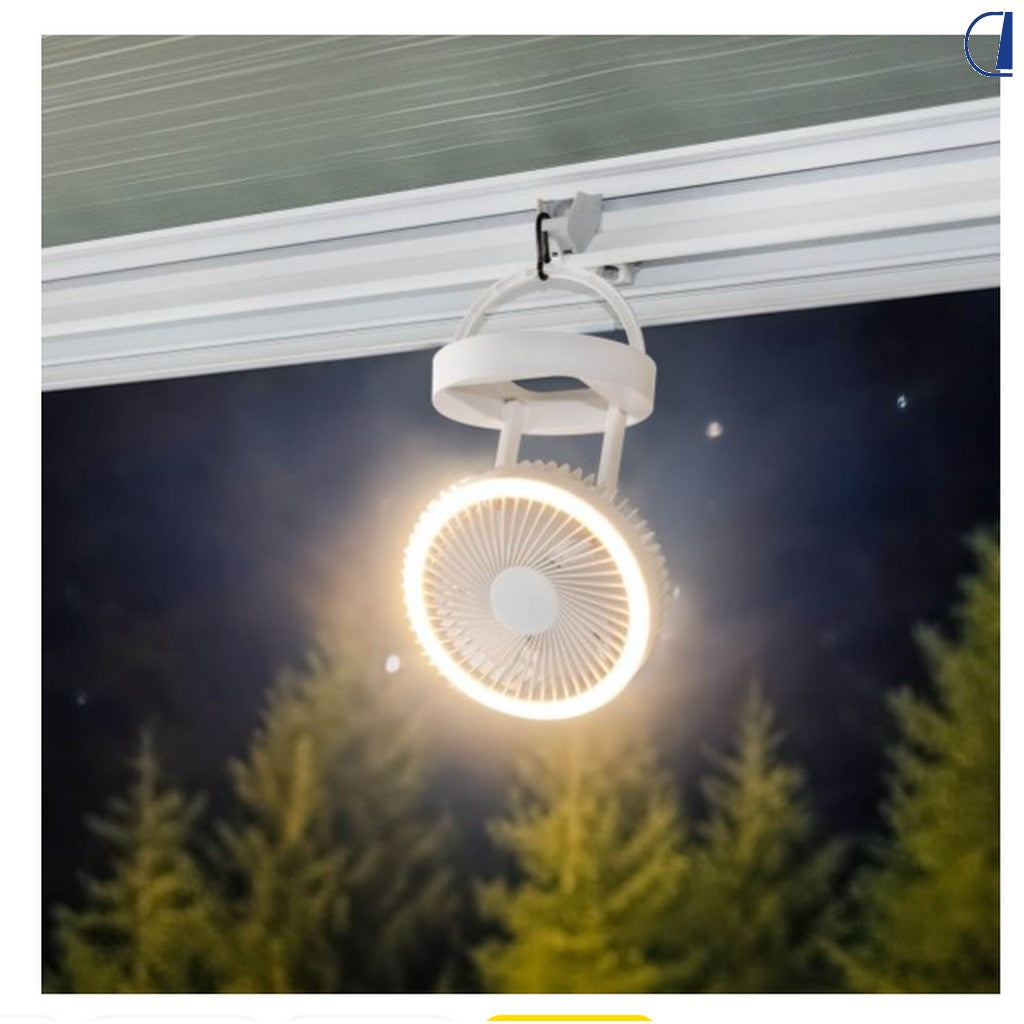 Di-Tec Ventilatore Tramontana con batteria ricaricabile e luce integrata