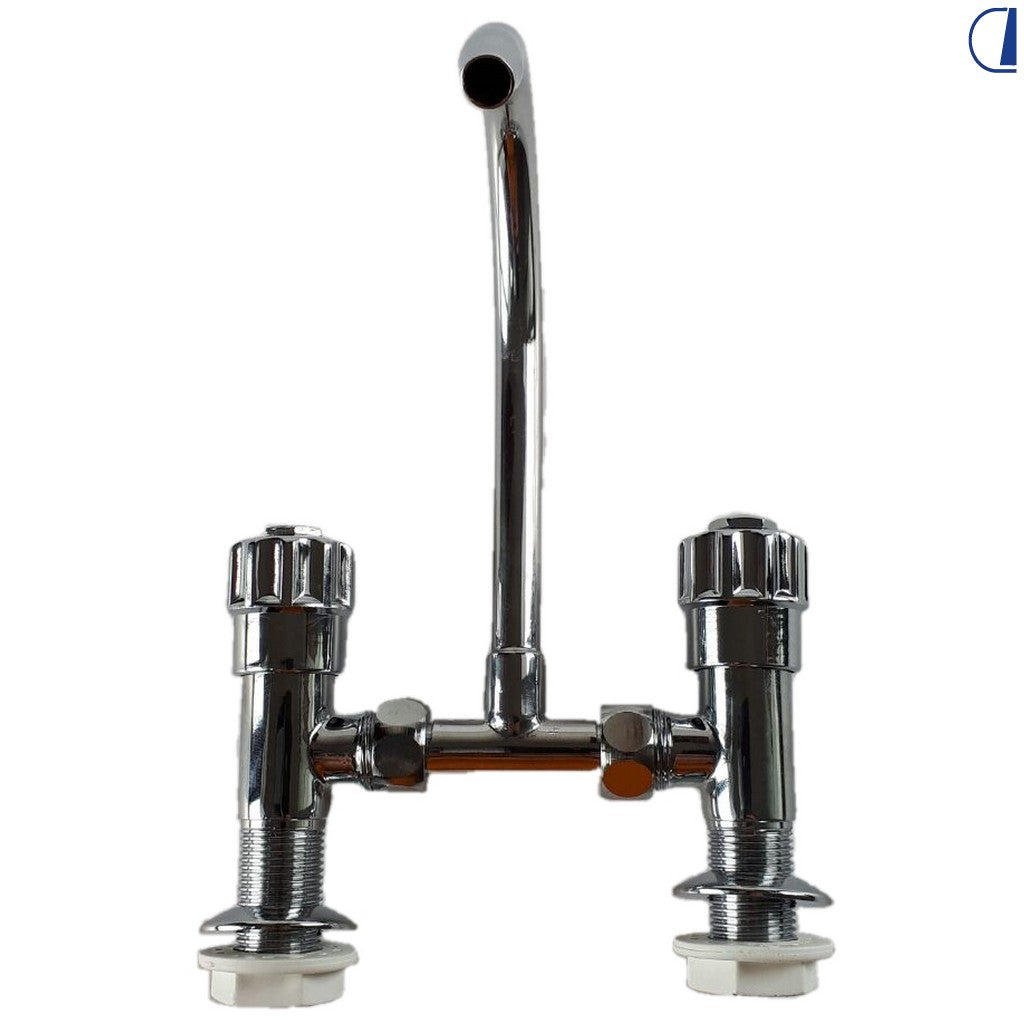 Di-Tec Rubinetto miscelatore cromato per camper con manopole cromate