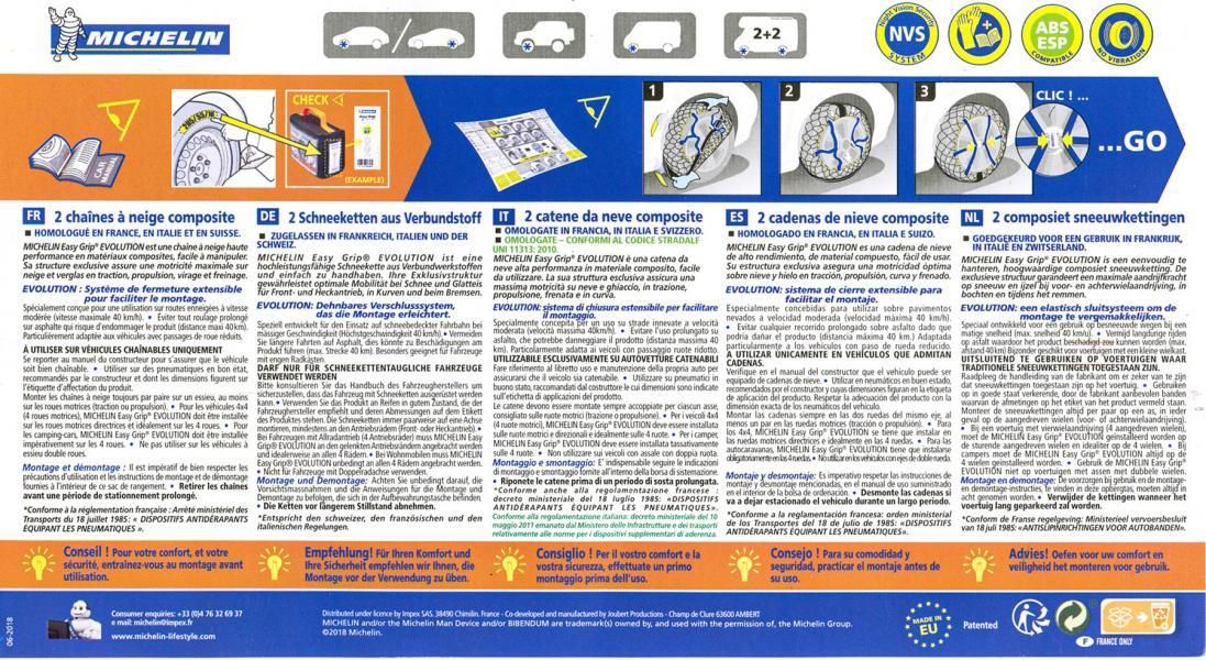Cadenas de nieve Michelin Easy Grip Evolution, Grupo EVO 10